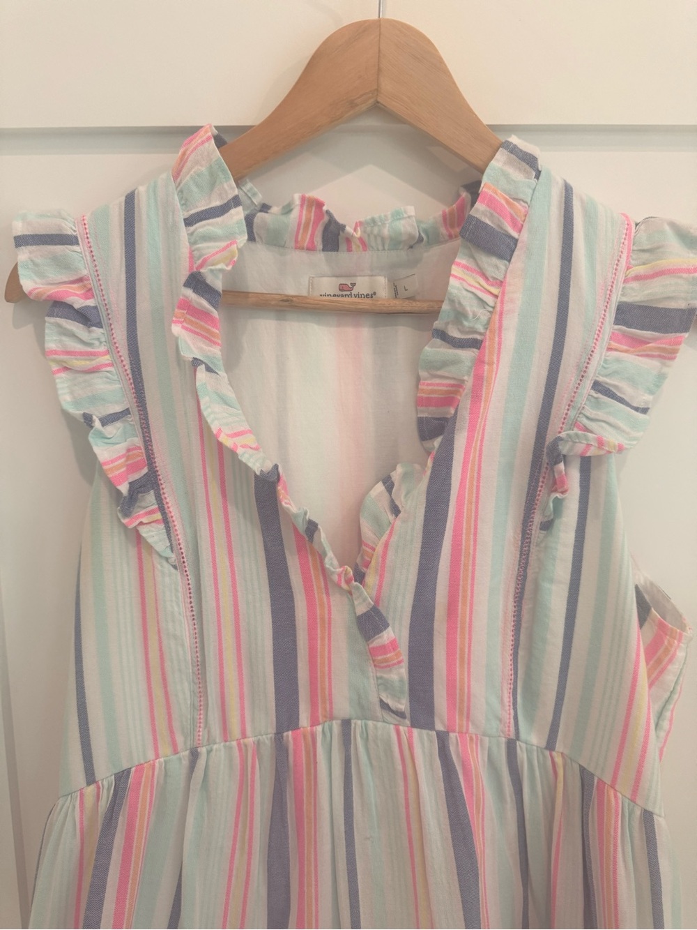 Vineyard Vines Pastel Stripe Ruffle Sundress